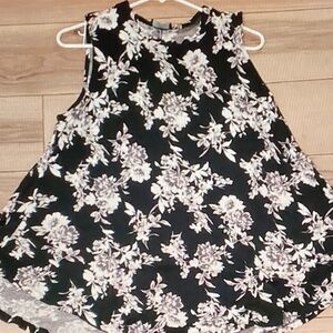Lane Bryant Black Floral Sleeveless Tunic